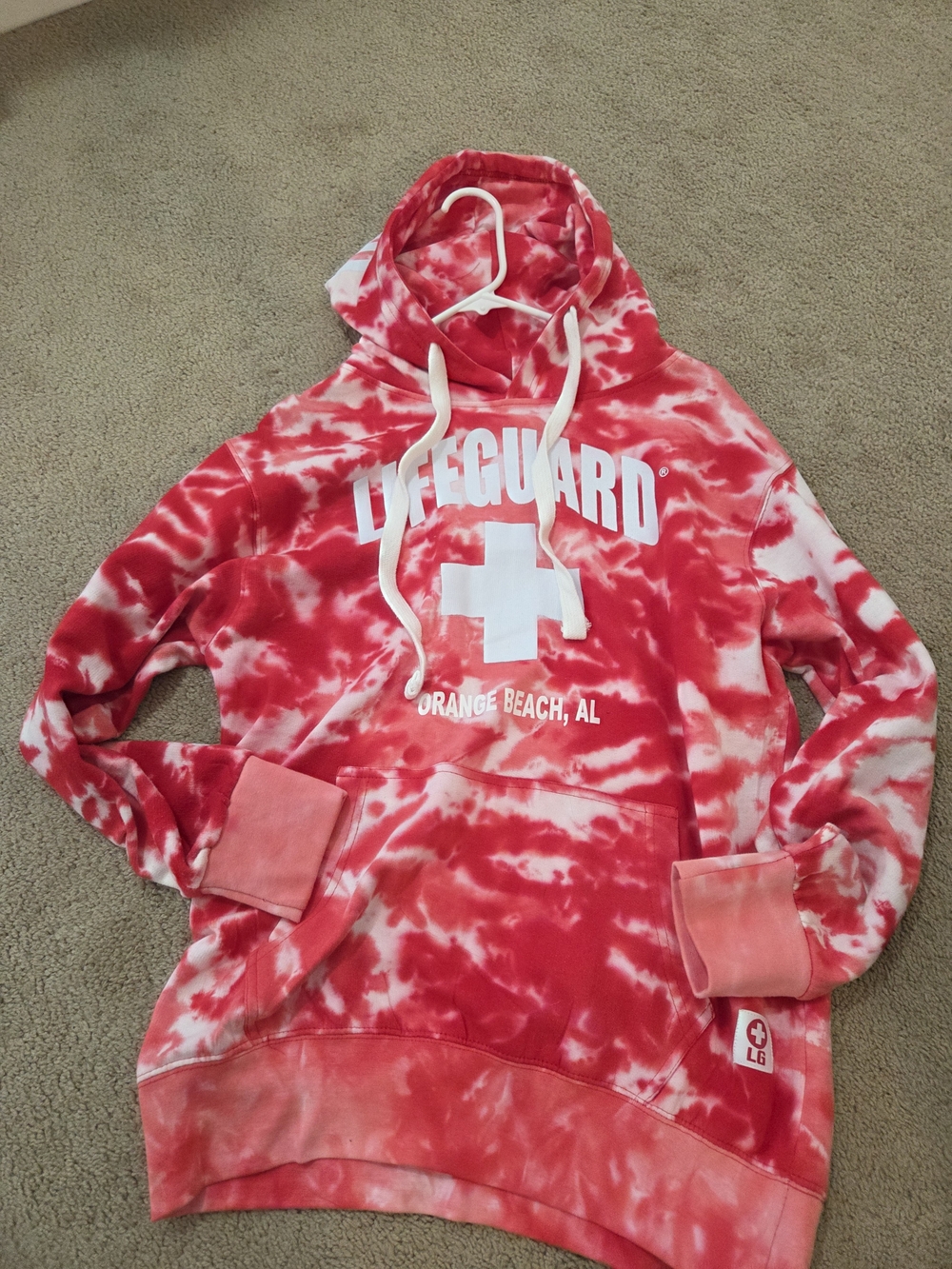 Lifeguard Tie-Dye Pullover Hoodie - Red/White